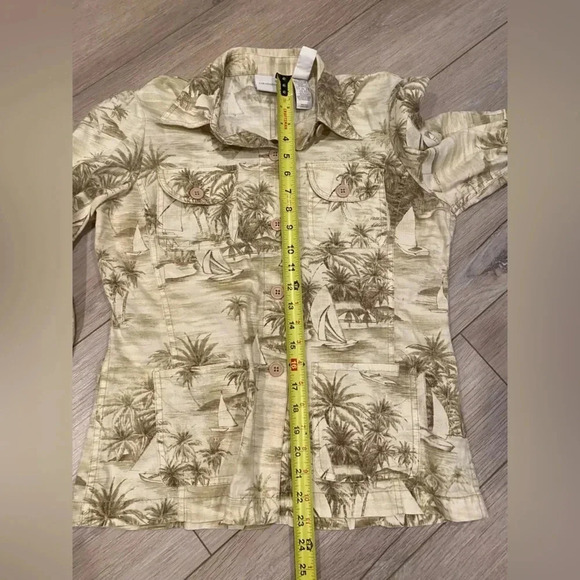 Liz Claiborne Tropical Palm Tree Print Cotton Button up Jacket Women’s Med EUC - Picture 6 of 6